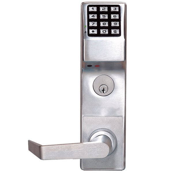 Alarm Lock Pushbutton Mortise Lock with Deadbolt, 300 Users, 40,000 Event Audit Trail, Weatherproof, Straight L DL3500DBR US26D